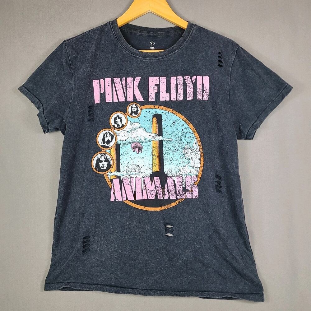 Pink Floyd Animals Distressed Band Tee Vintage Inspired T-Shirt Womens Size M